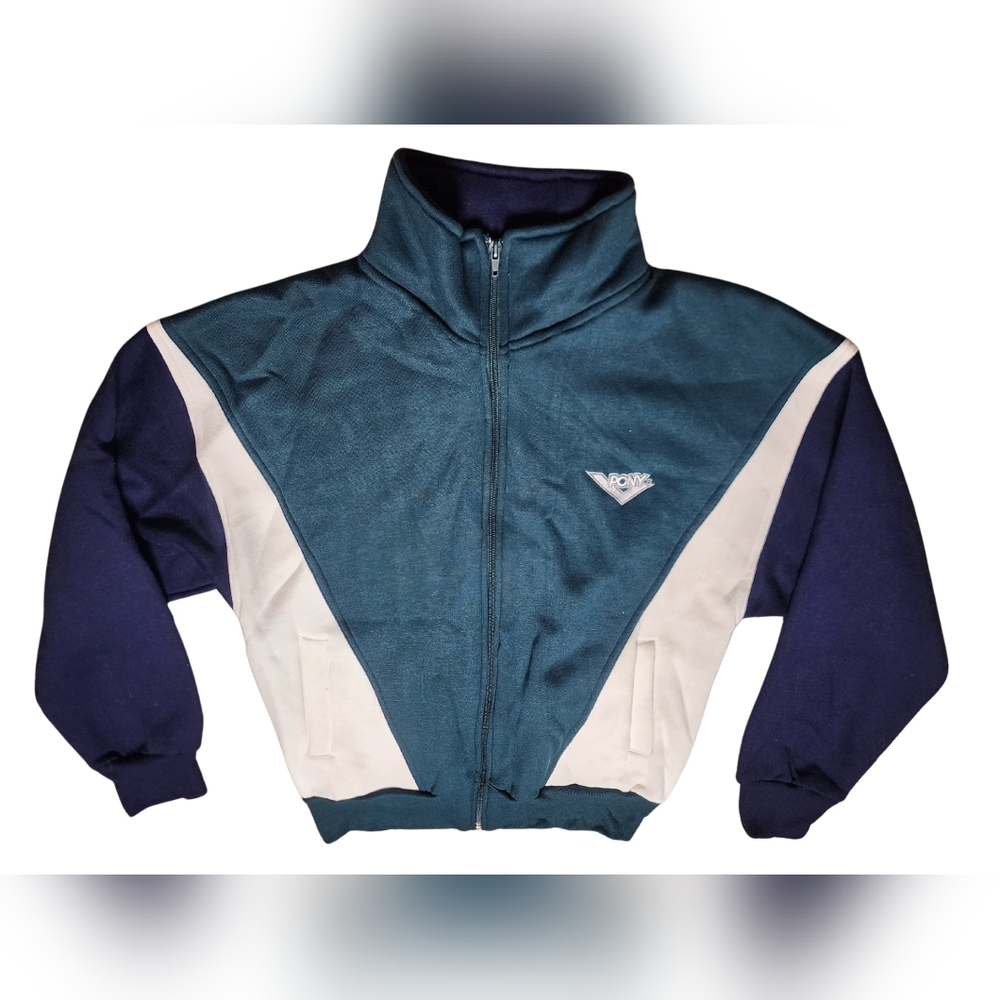 Vintage EUC PONY Blue, Green, White Track Jacket, Medium